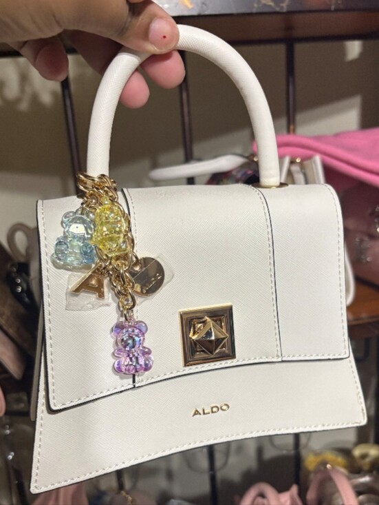Aldo Handbags - ALDO Mini White Structured Top-Handle Bag with Gold Accent